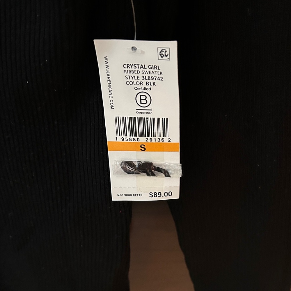 Karen Kane Black Ribbed Crew Neck Sweater/Size Small - Picture 3 of 5